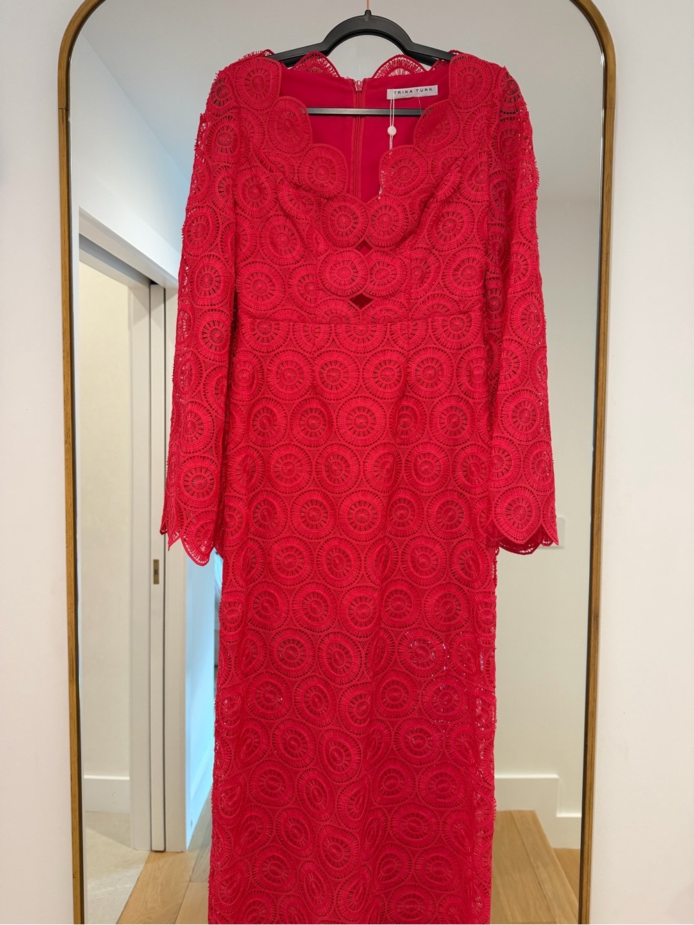 Trina Turk Coral Crochet Lace Maxi Robe - Picture 4 of 11